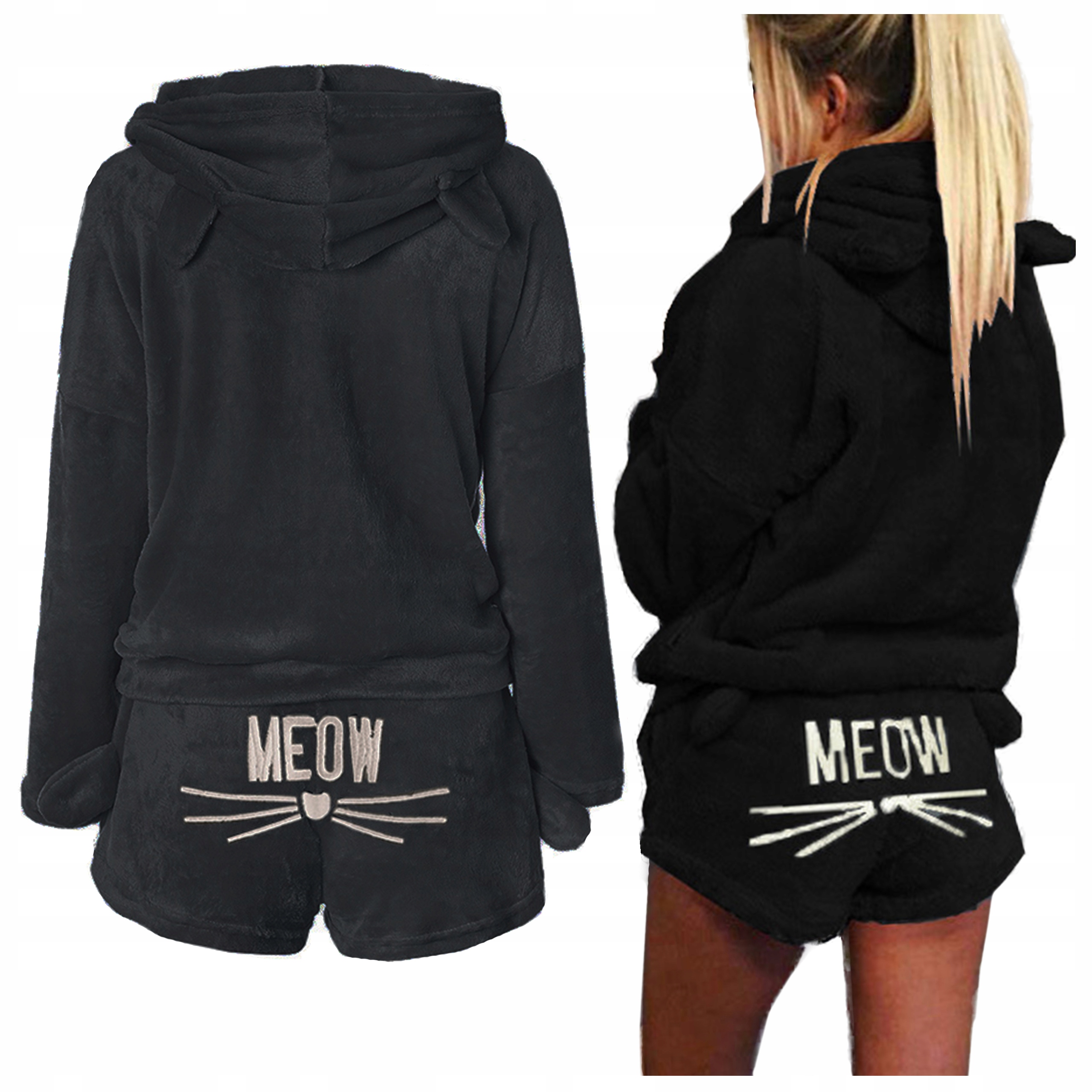 

Pluszowa Piżama ciepła Bluza Szorty meow Kot S 36