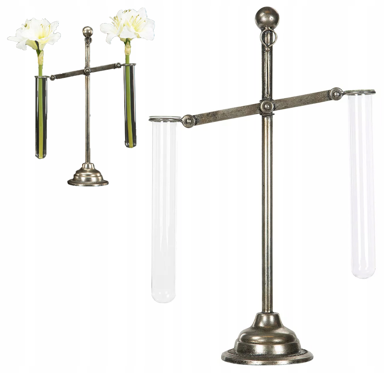 Váza Na Květiny Větvičky na trávu, stříbrná dekorace, kovové skleněné lahvičky