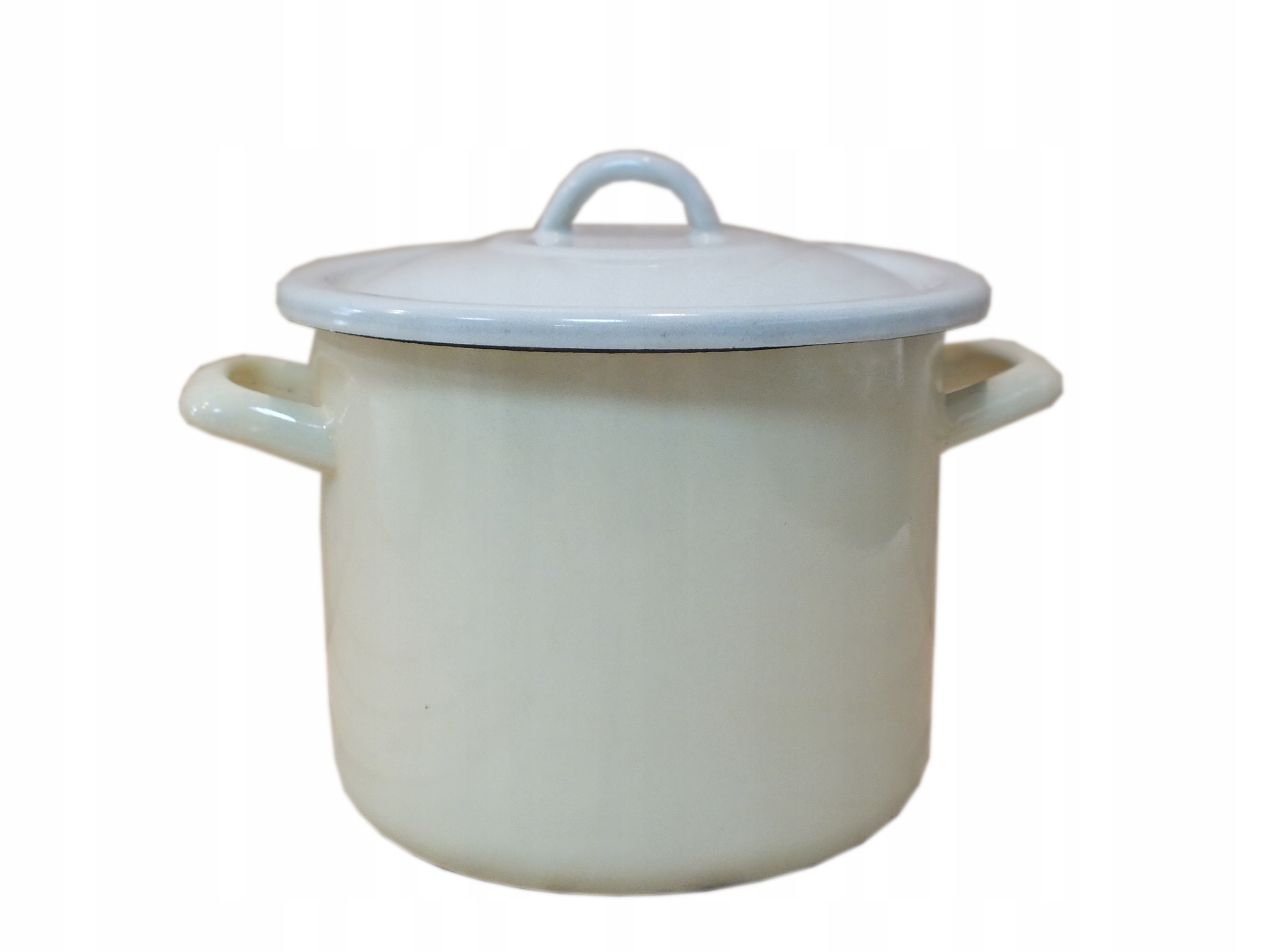 GARNEK EMALIOWANY WYSOKI 18CM KREMOWY