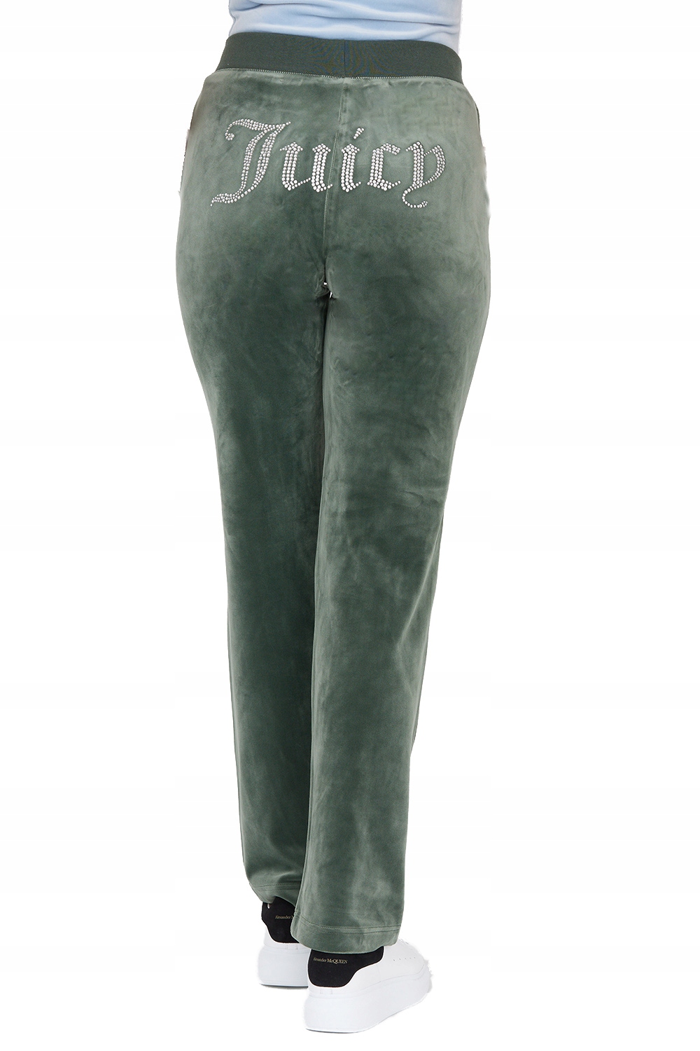 Juicy Couture Zelené velurové kalhoty s logem S