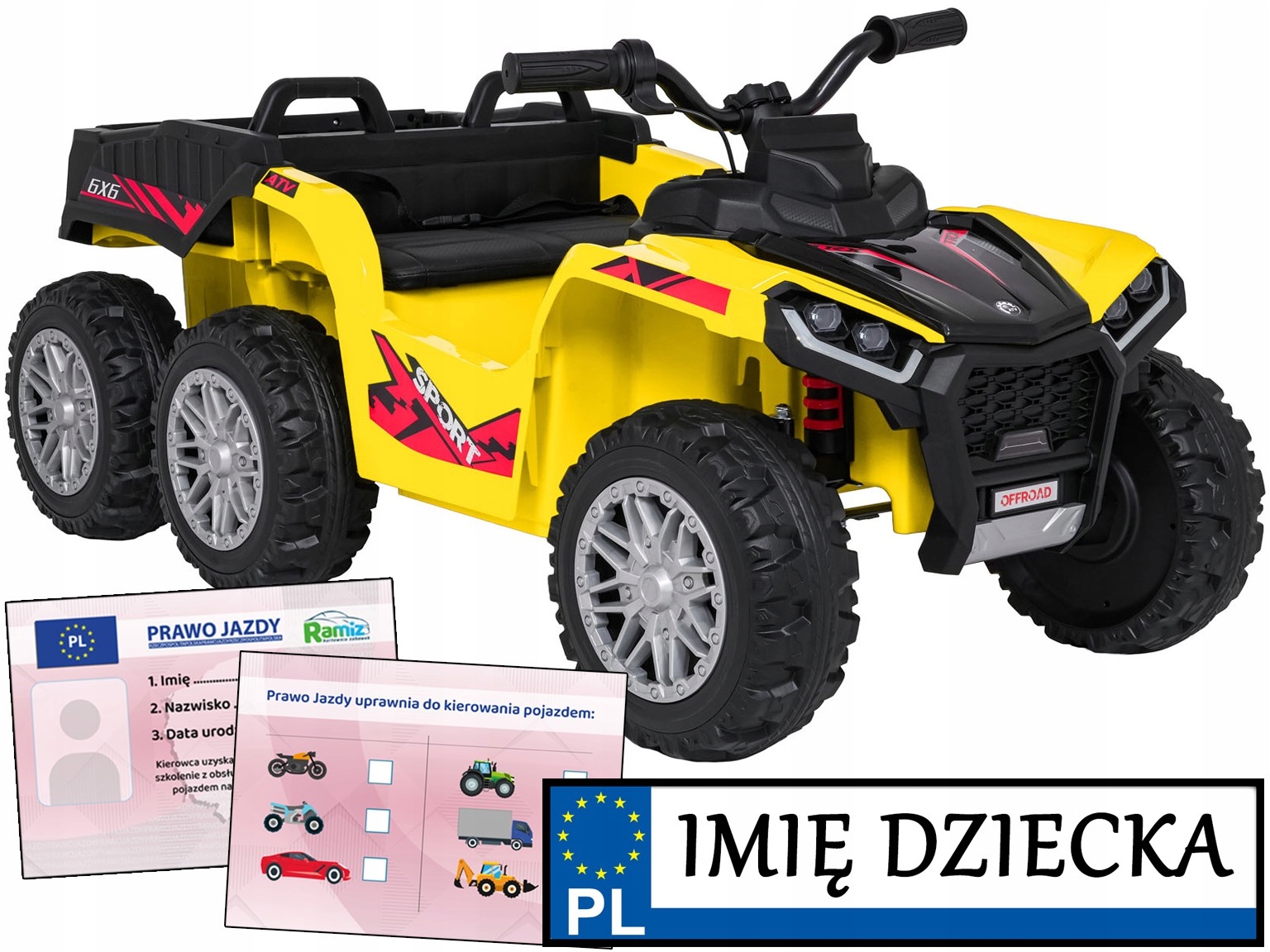 pojazd na akumulator dla dzieci Sport Tx Atv Duży Bagażnik tablica imienna