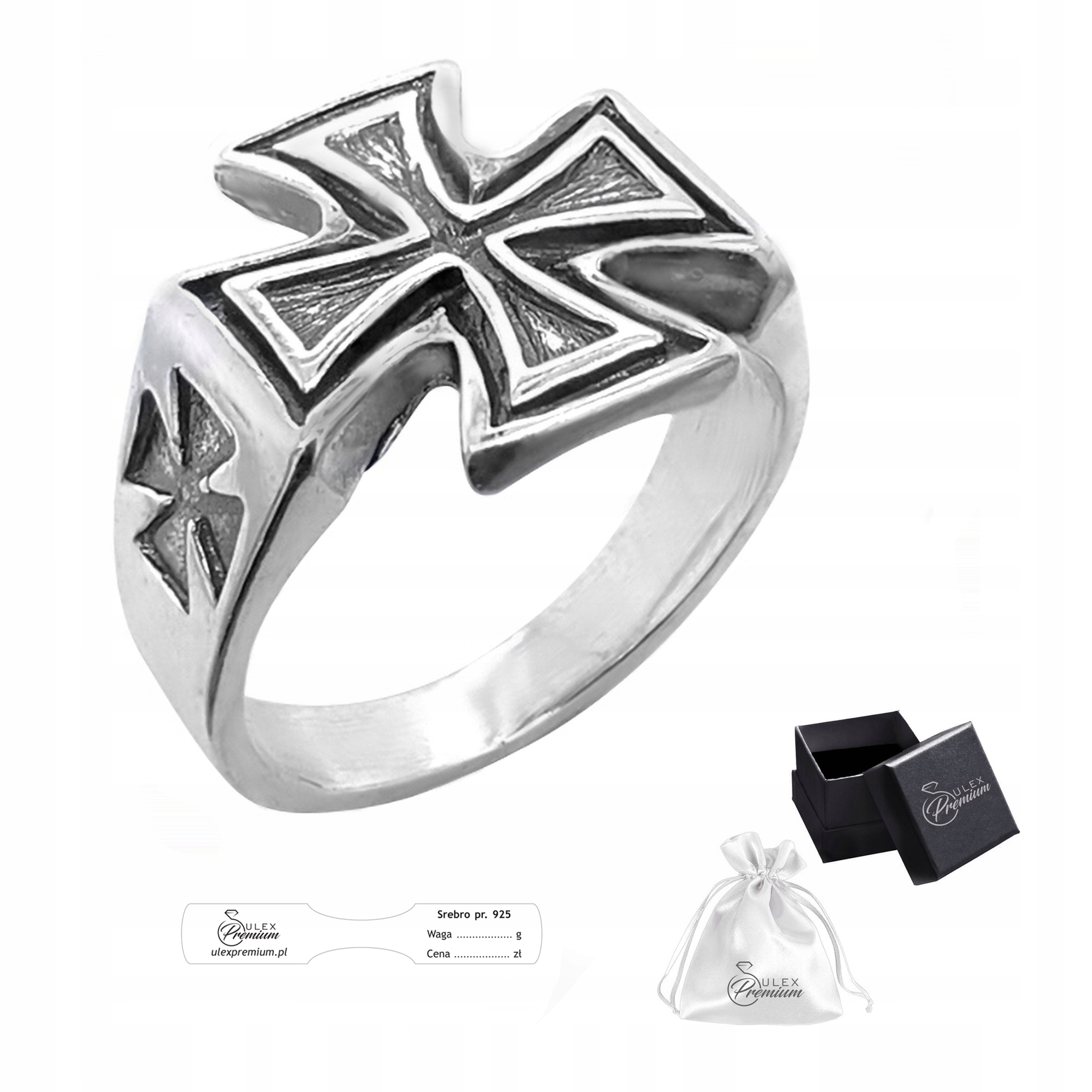 Stříbrný prsten ryzost 925 Efektní prsten s maltézským křížem vel. 31