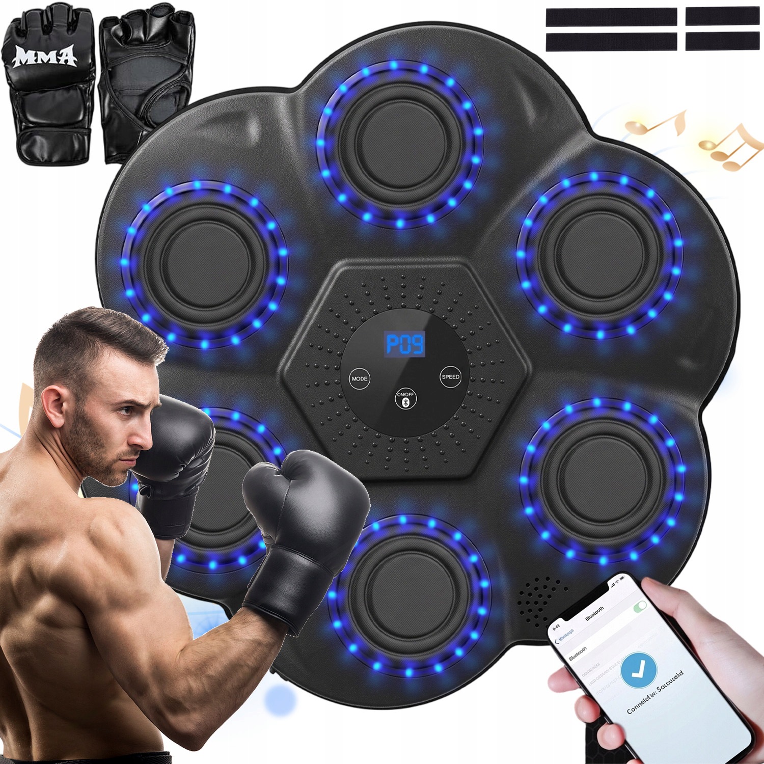 Hudební Boxovací Stroj Bluetooth V Tréninkové Led Boxovací Stěně Rukavice
