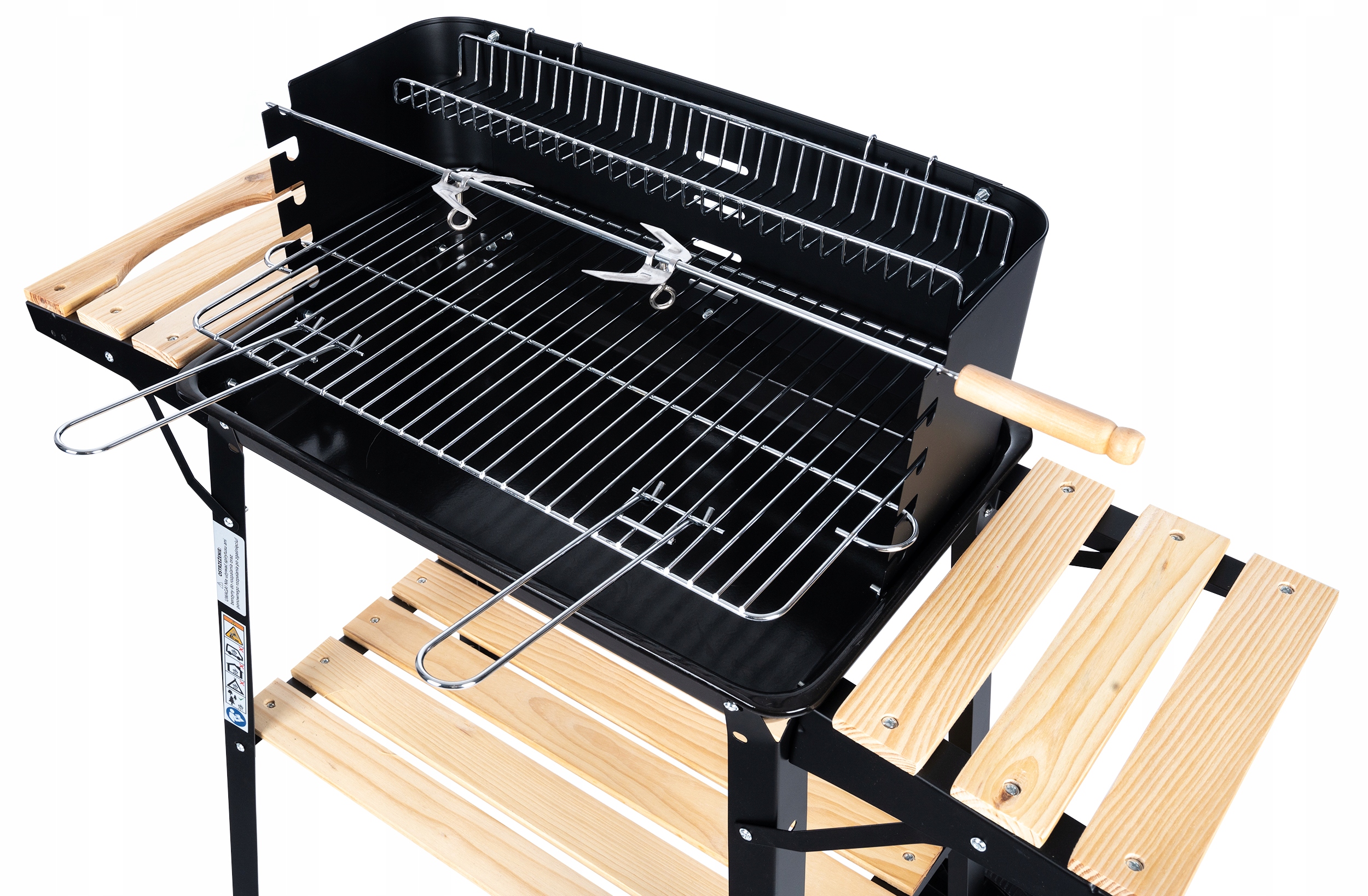DUŻY GRILL ogrodowy Węglowy na kołach Rożen 3x PÓŁKI Grill PREMIUM SET Waga 6 kg