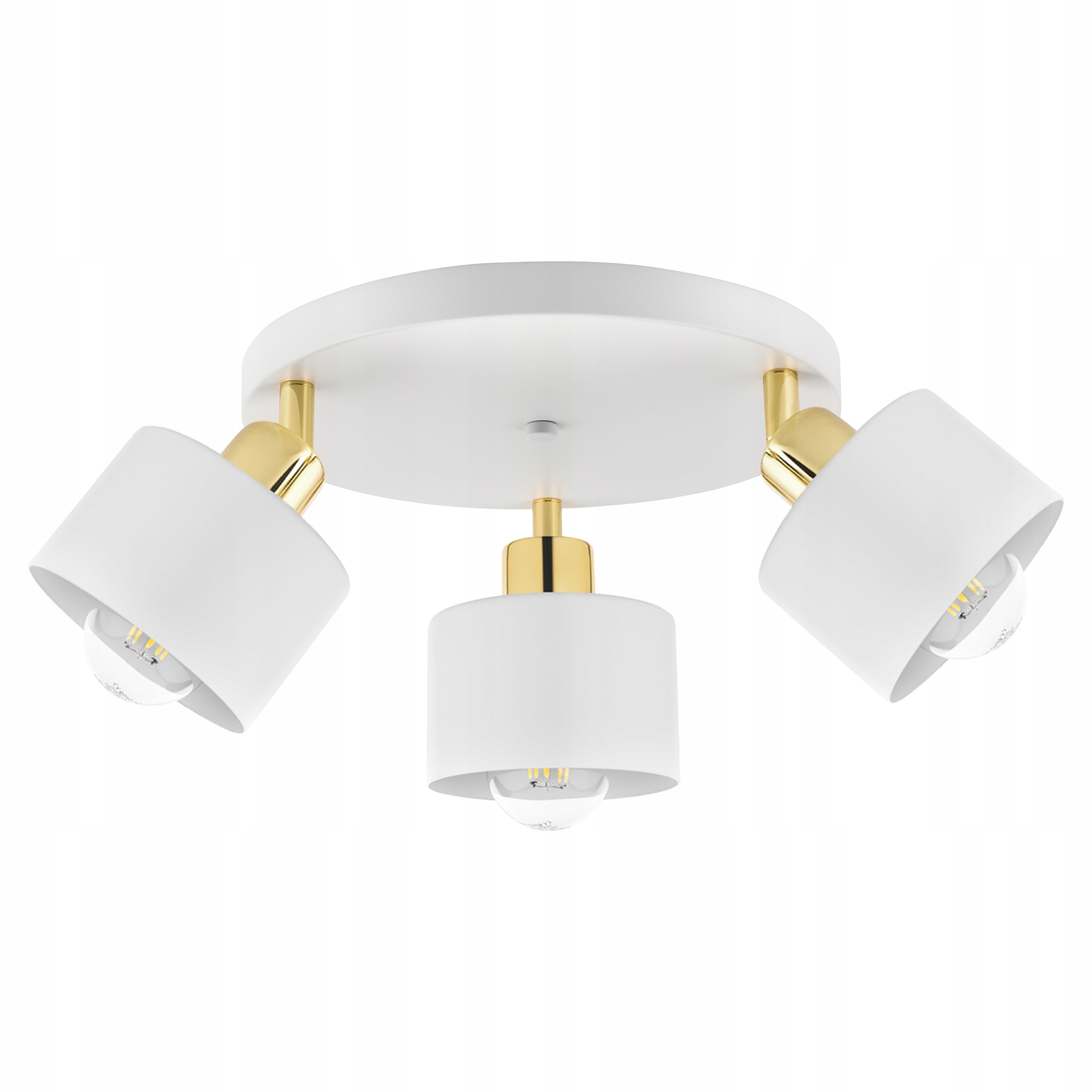 Lampa Sufitowa Wisząca Żyrandol Złota Biała Nowoczesna 3x E27 do salonu