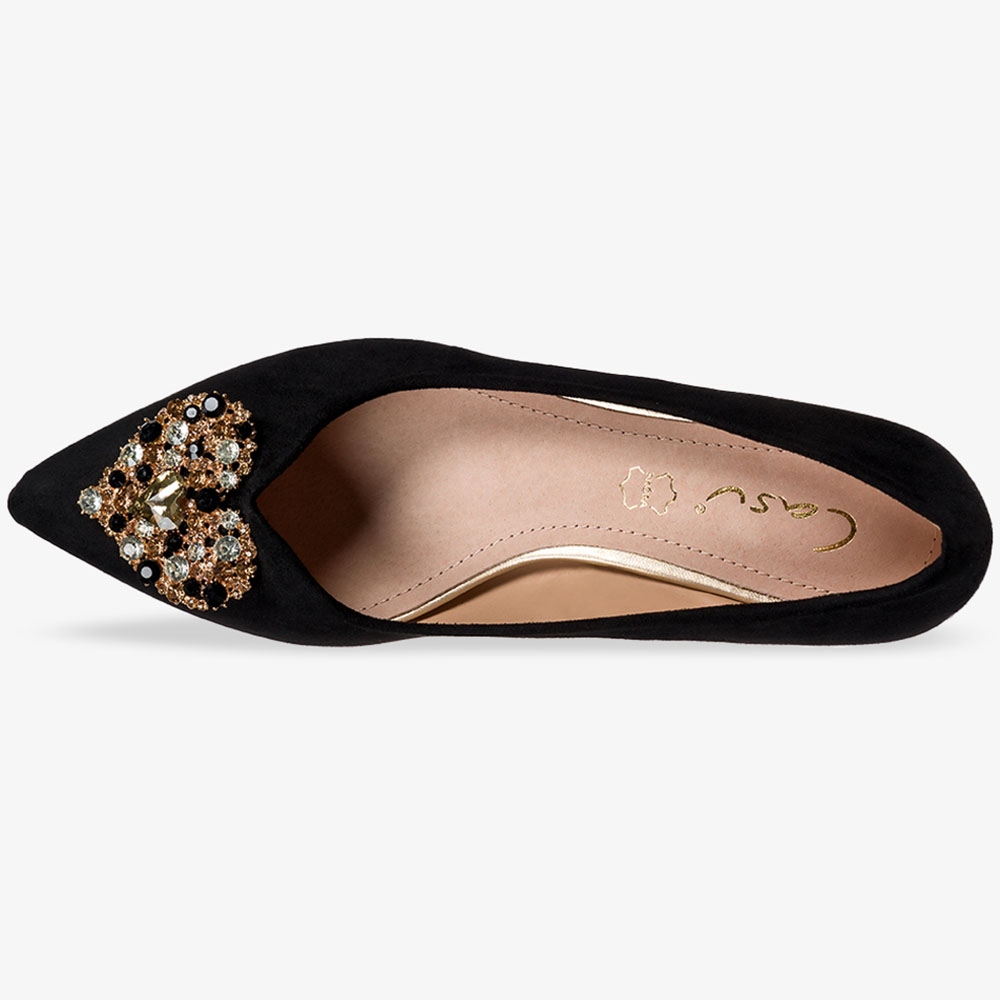 BALERINY DAMSKIE Z OZDOBĄ NA NISKIM OZDOBNYM OBCASIE SKÓRZANA WKŁADKA r 37 Płeć kobieta