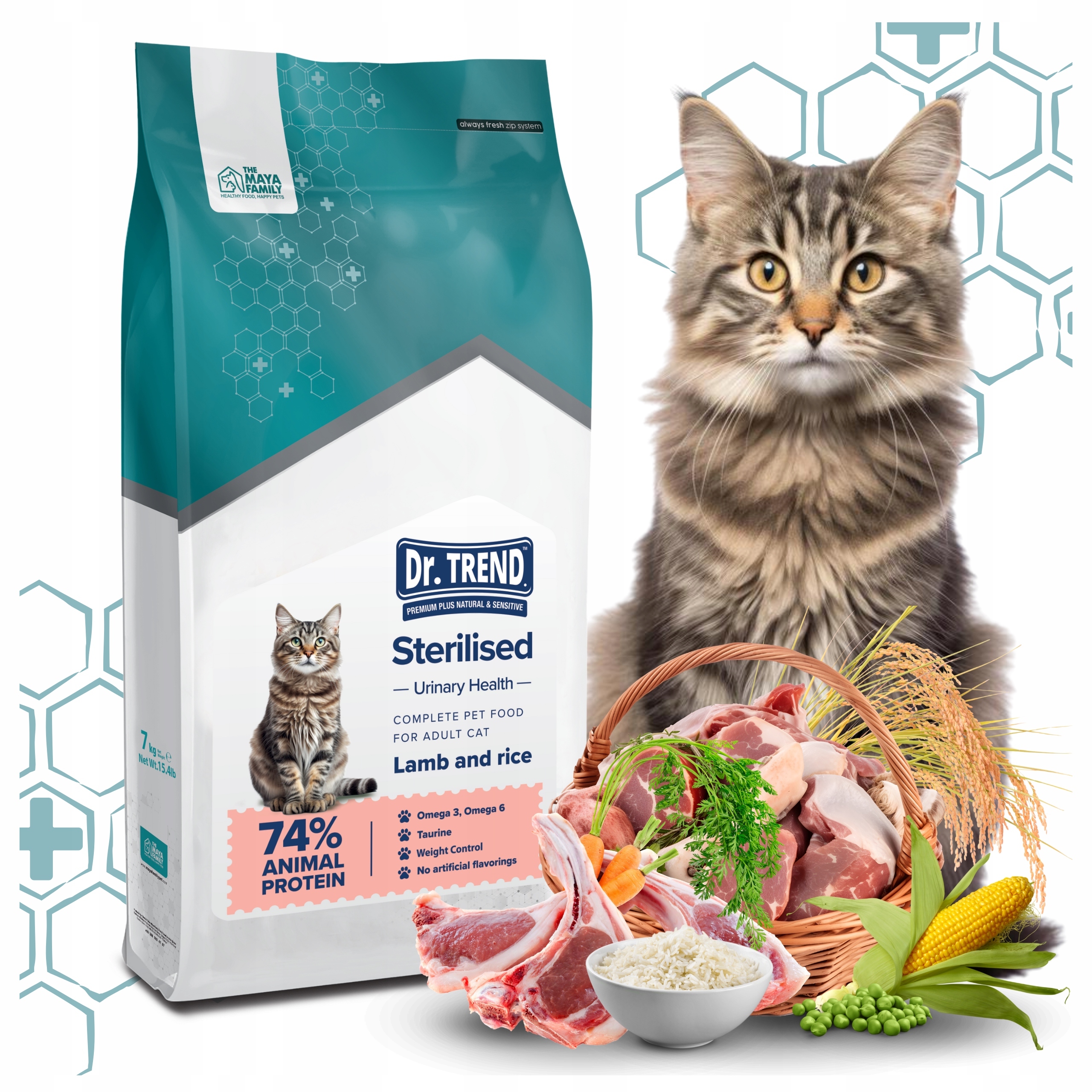 Dr. Trend Premium Steril suché krmivo pro dospělé kočky jehněčí, 7 kg