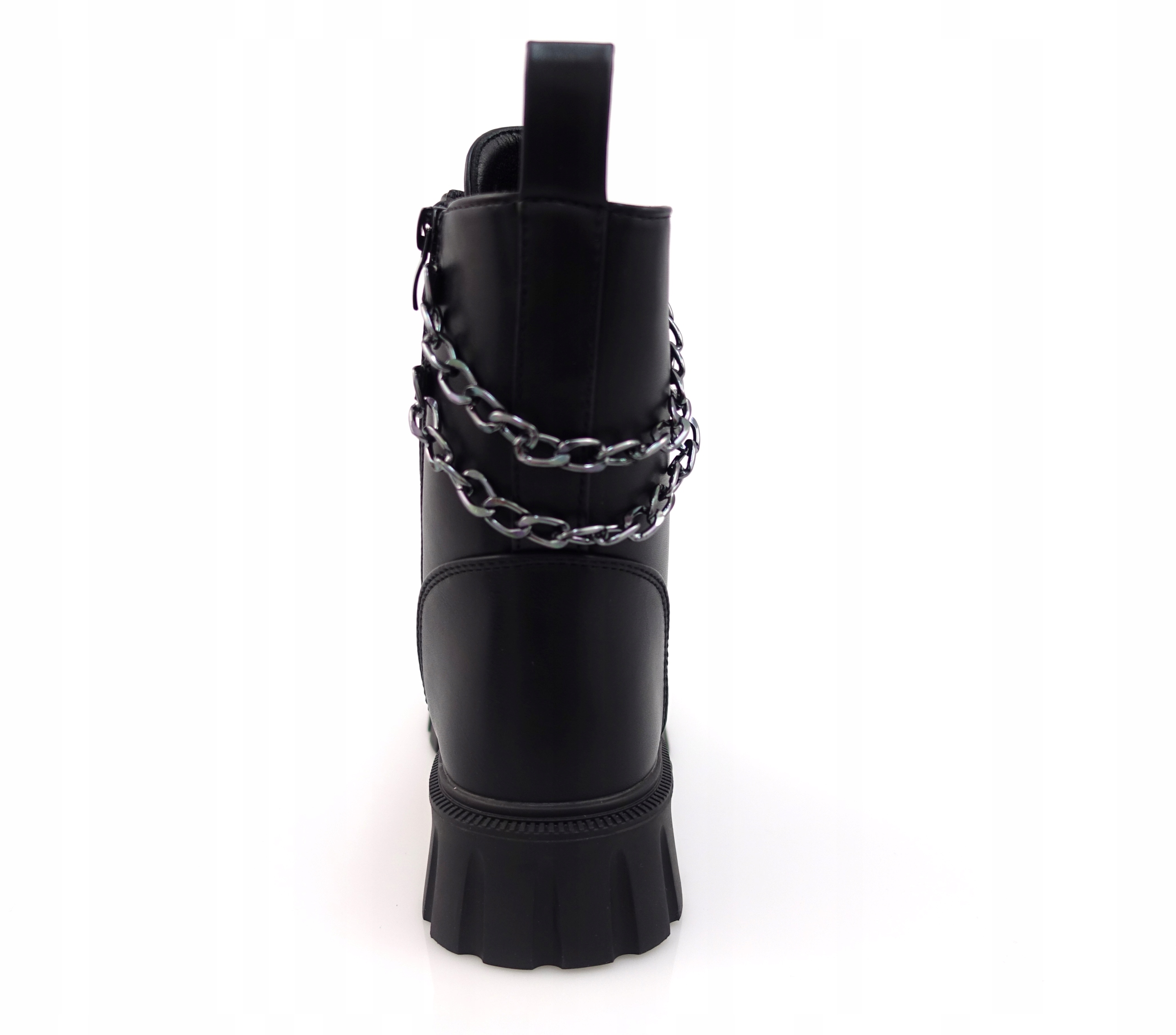 WORKERY CZARNE BOTKI DZIEWCZĘCE TRAPERY Z ŁAŃCUCHEM gruby kożuch 35 Rozmiar (new) 35