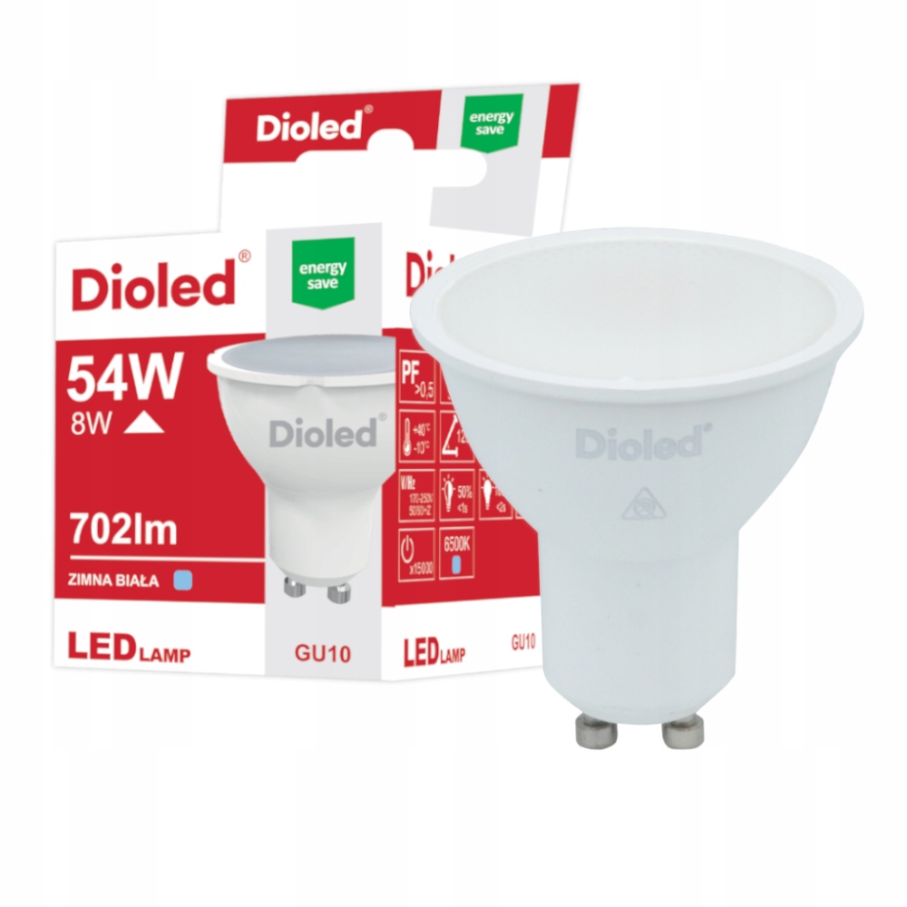 

Żarówka Led GU10 8W zimna 702lm