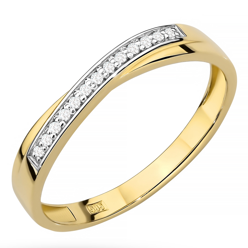 Zlatý Prstýnek pr. 585 Prsten s zirkony 14k vel.21