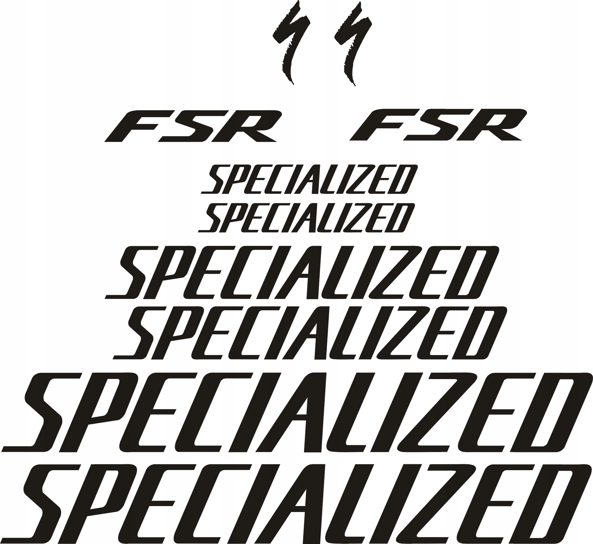 SPECIALIZED FSR czarne naklejki 11-4C RÓŻNE KOLORY