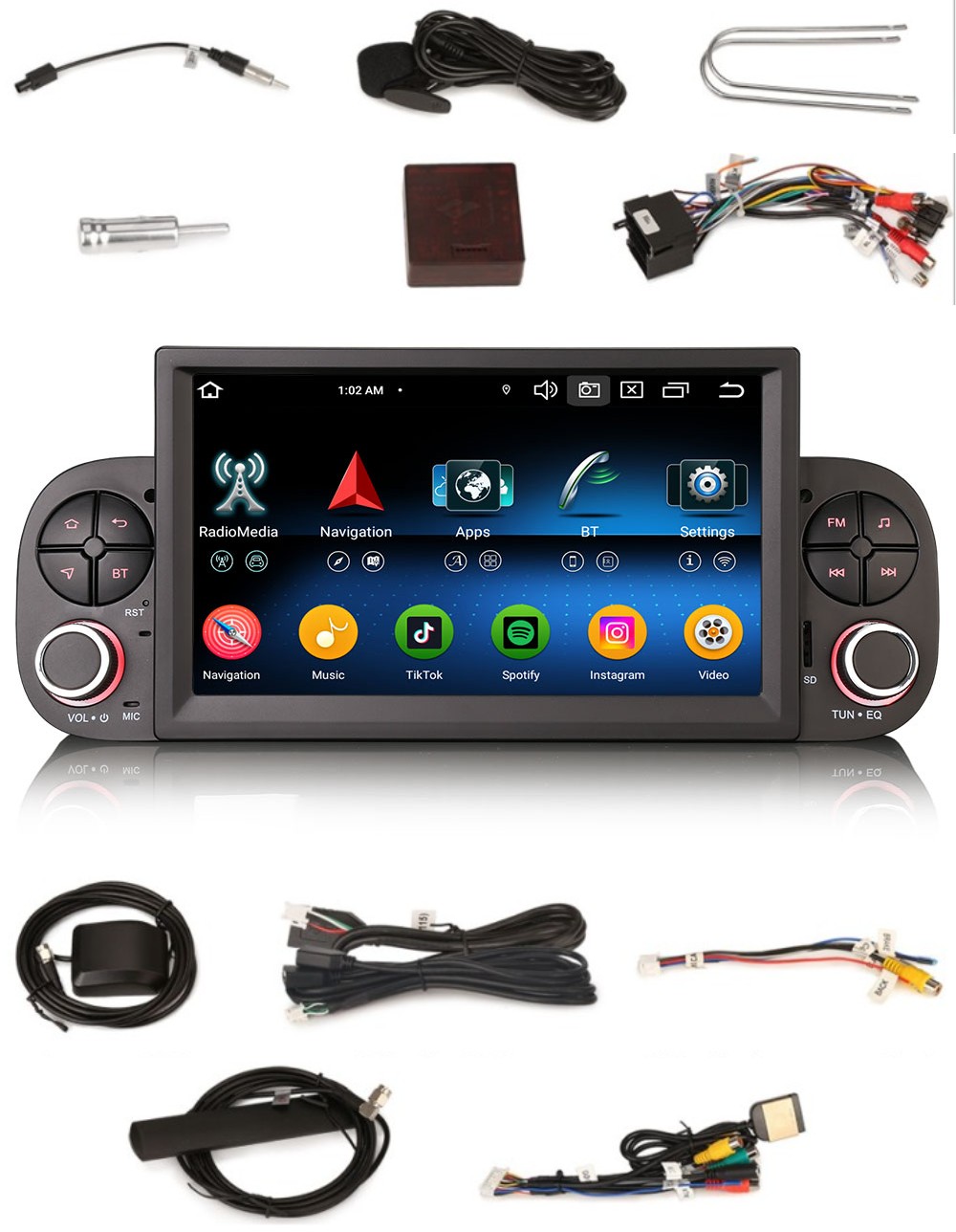 Navigace Radio 2DIN Android Fiat Panda 3 III 4/64 Gb Dsp Carplay Lte