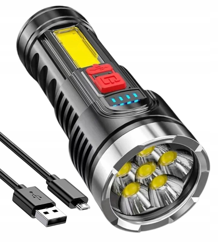 Mocna Latarka Taktyczna COB ZOOM LED USB AKUMULATOROWA REFLEKTOR SZPERACZ Marka inna marka