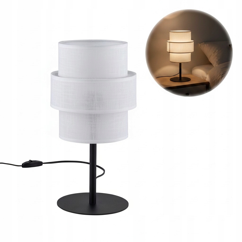 Čiernobiela nočná stolná lampa s vypínačom Calisto 5893 Tk Lighting