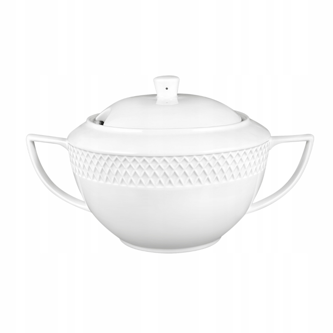 Bílá porcelánová polévková váza Velká s držadly a víkem 2,8 L Wilmax