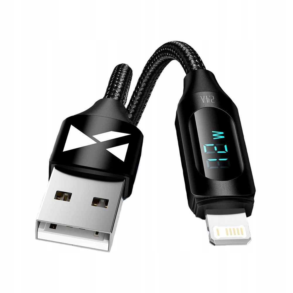 Kabel Usb-a Lightning Wozinsky WUALC1 z wyświetlaczem Led 2.4A 1m czarn