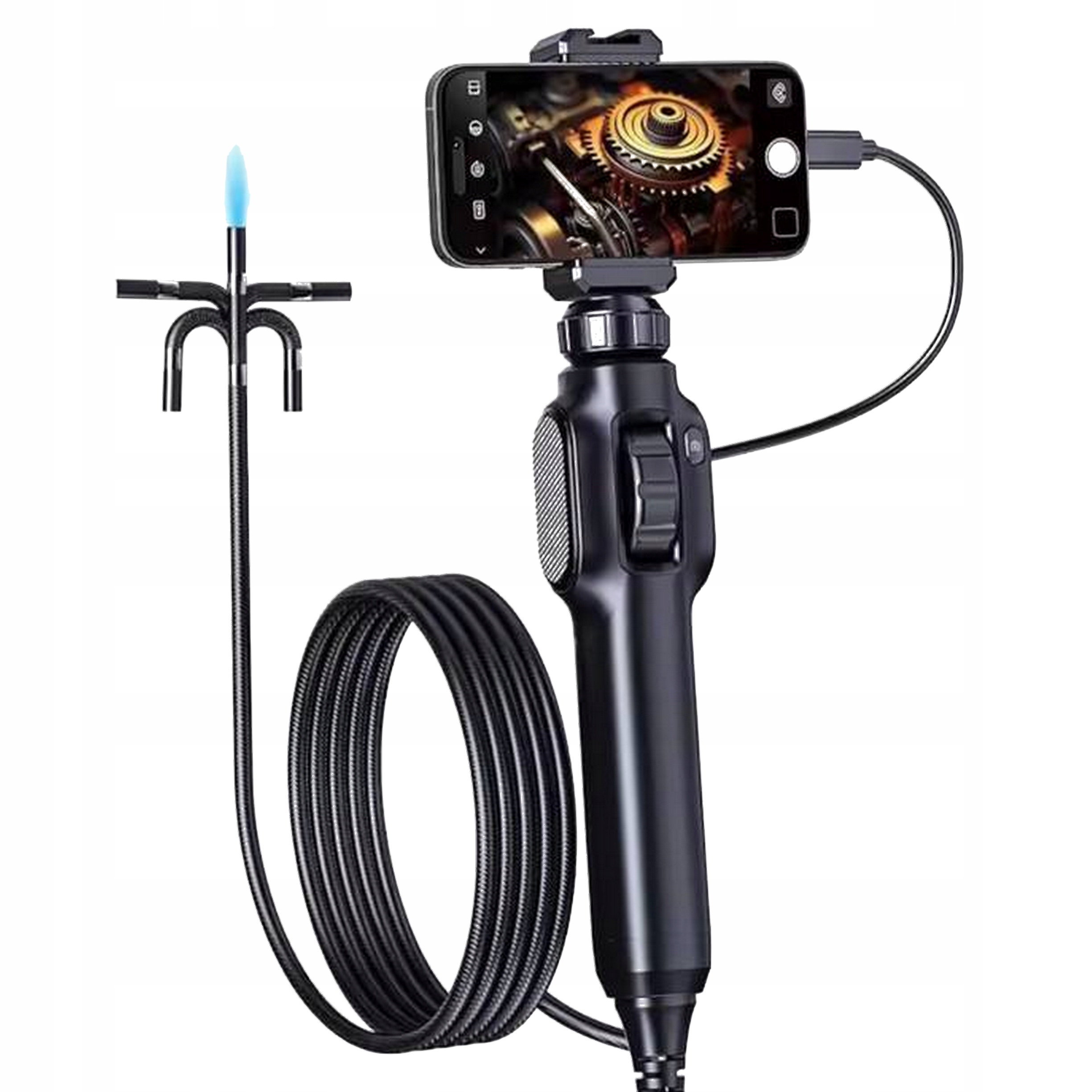 Endoskopická Inšpekčná Kamera Na Telefón, Otočná, 9 Led, Kábel 1 M, Full Hd