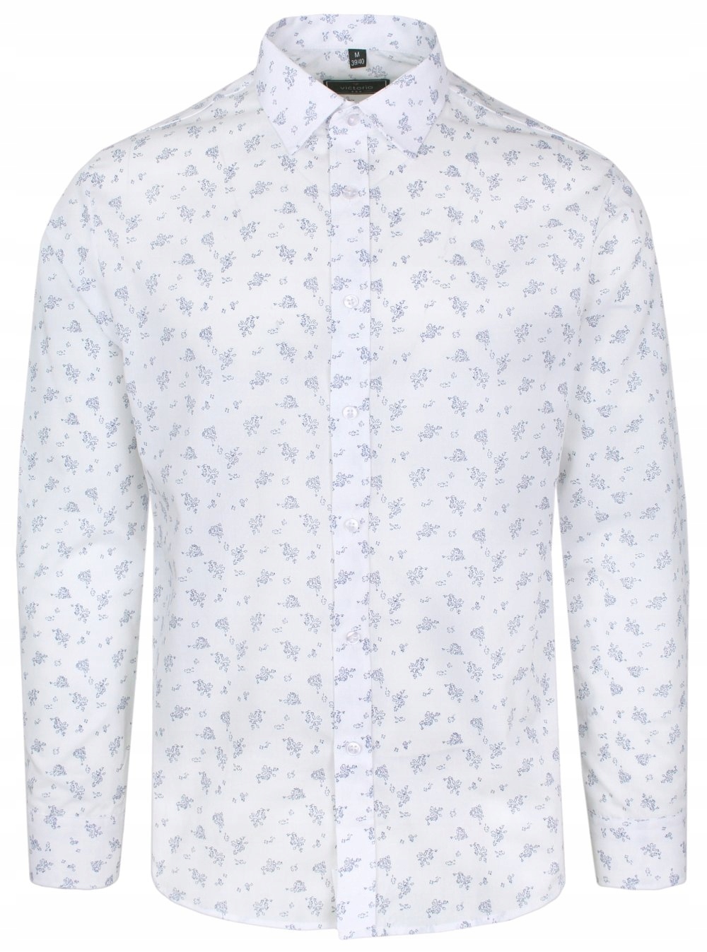 Bílá košile s drobnými květy 42/176-182 (Slim)