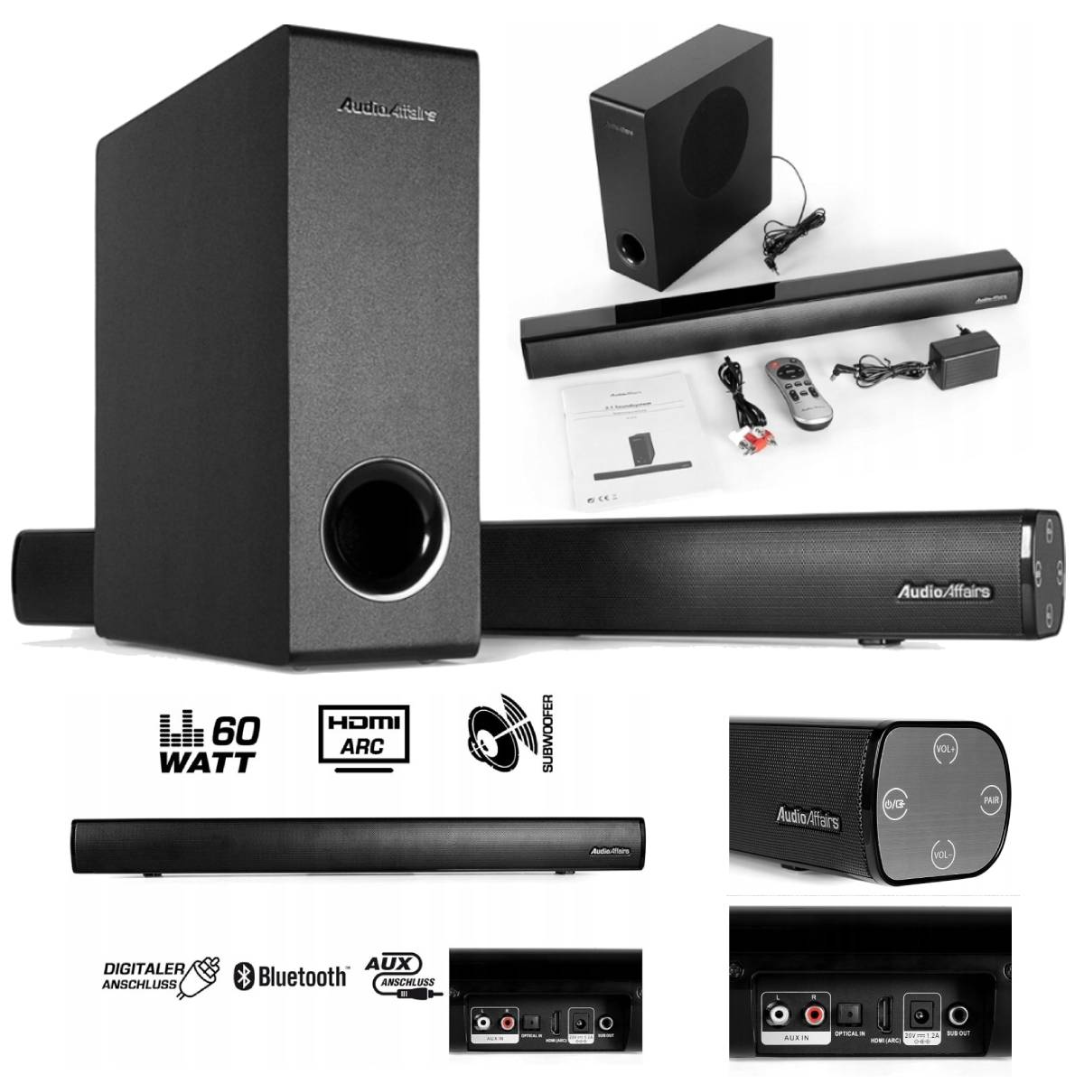 Soundbar domáce kino Subwoofer AudioAffairs SB010 Bluetooth Hdmi Arc Aux