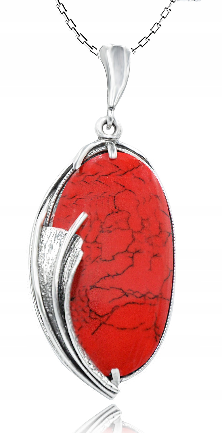 

Wisiorek Duży Srebrny Z Koralem Srebro Pr.925!