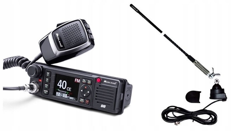 RADIO CB MIDLAND M 88 ANTENA SIRIO T3 27 UCHWYT