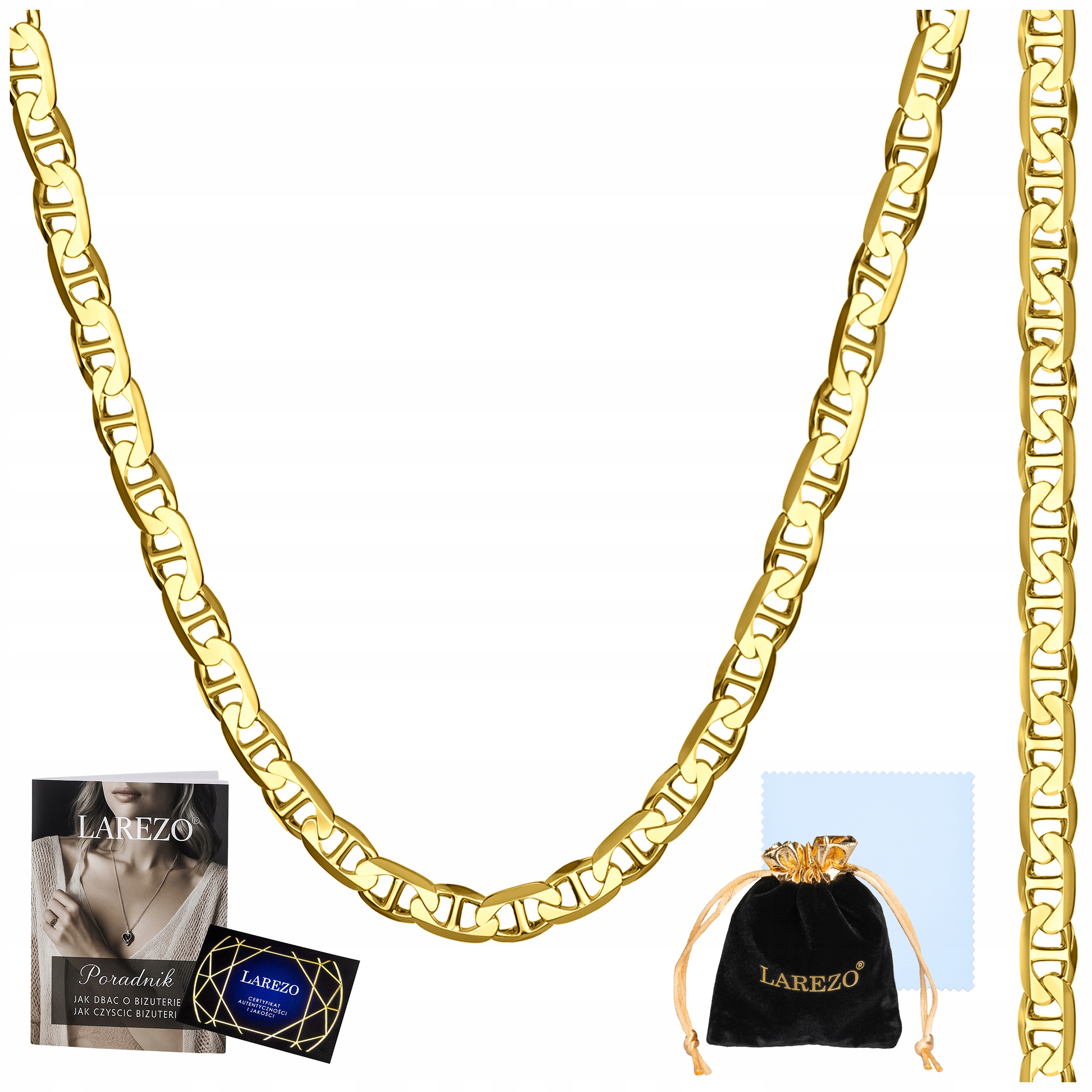 Zlatý Řetízek pro muže Gucci Marina 50 cm Žiletka Plný Silný Řetěz 3,1 mm