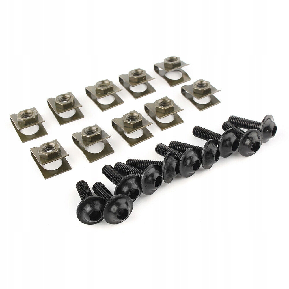Spinki do owiewek M6, Kołki montażowe, Srubki 6mm, Blaszki Czarne