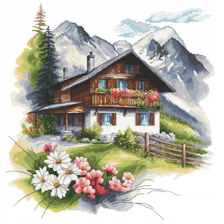 Křížková výšivka Vyšívací sada Alpská chata