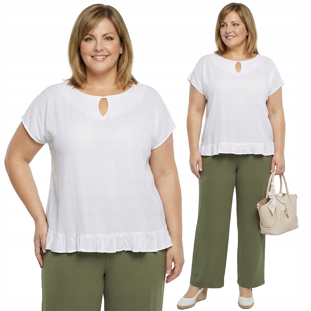 Bílá halenka s volánkem plus size velikost 50