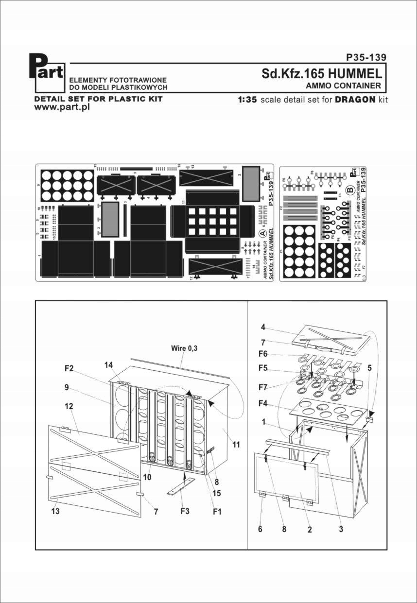 Part P35-139 1/35 Hummel (early) Sd.Kfz.165 muniční kontejnery (Dragon)