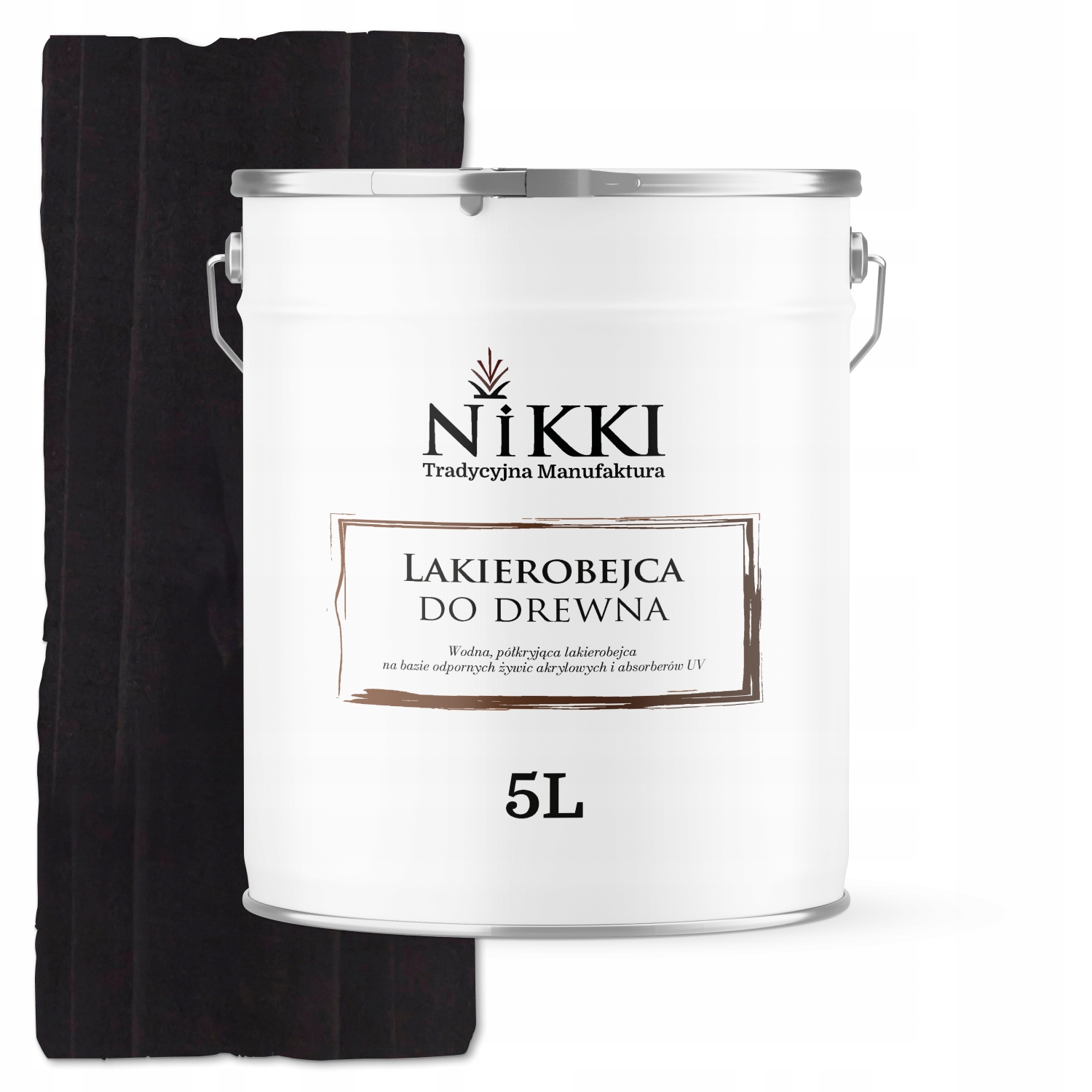 Laková Farba Na Drevo 3V1 Extra Lazúra Čierna Polomatná 5L Ochranná Uv Ochrana