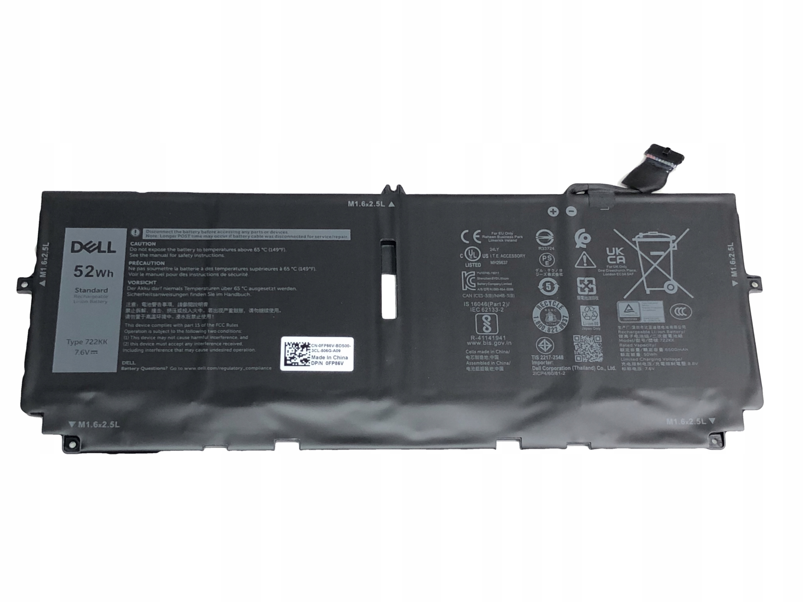 Dell Xps 13 9300 9310 Nowa Oryginalna Bateria 52Wh Type 722KK