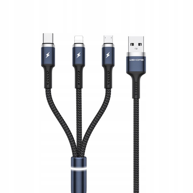 Wekome WDC-119 Fython Series Kabel połączeniowy 3w1 Usb-a do Lightning