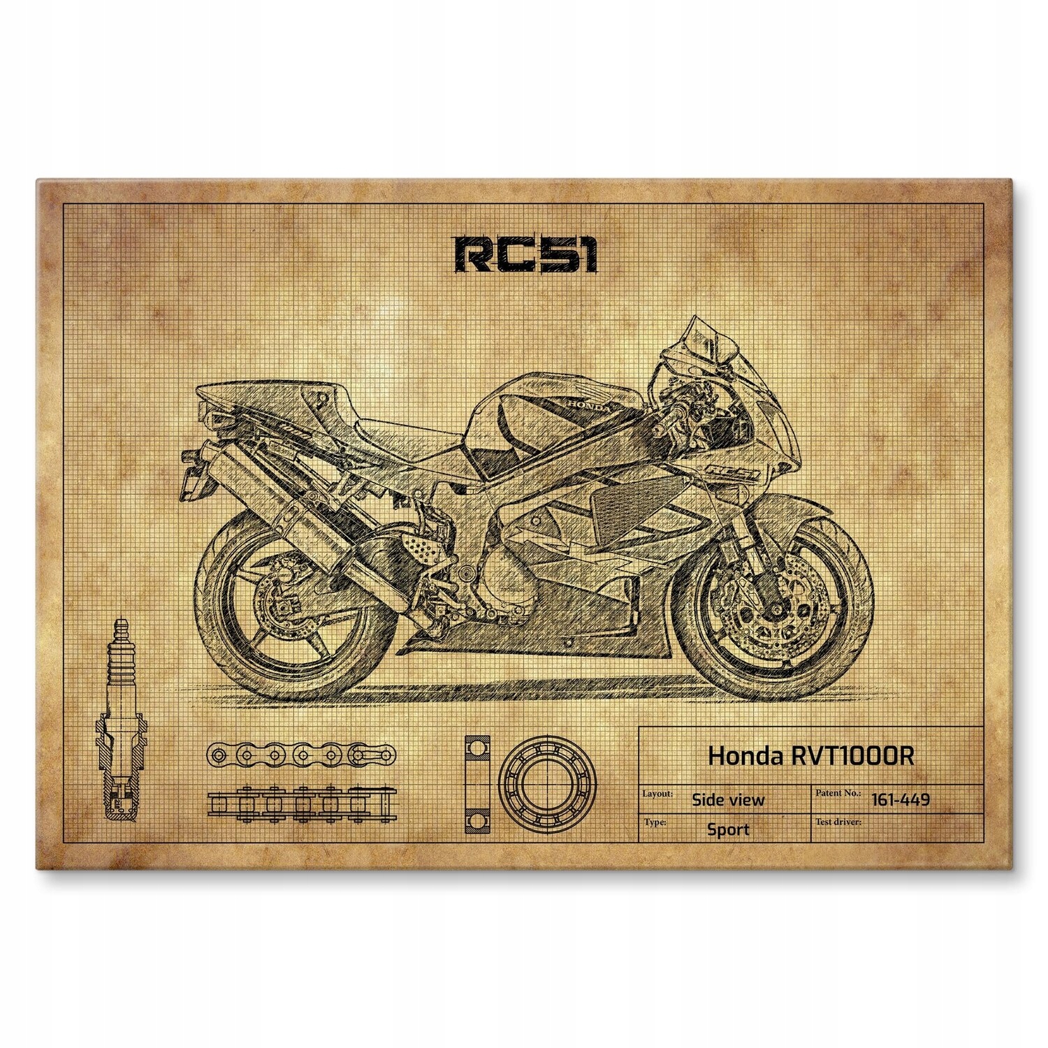 Kovový plakát Honda RVT1000R Šidítko Plech 42 x 59,4 cm Dárek