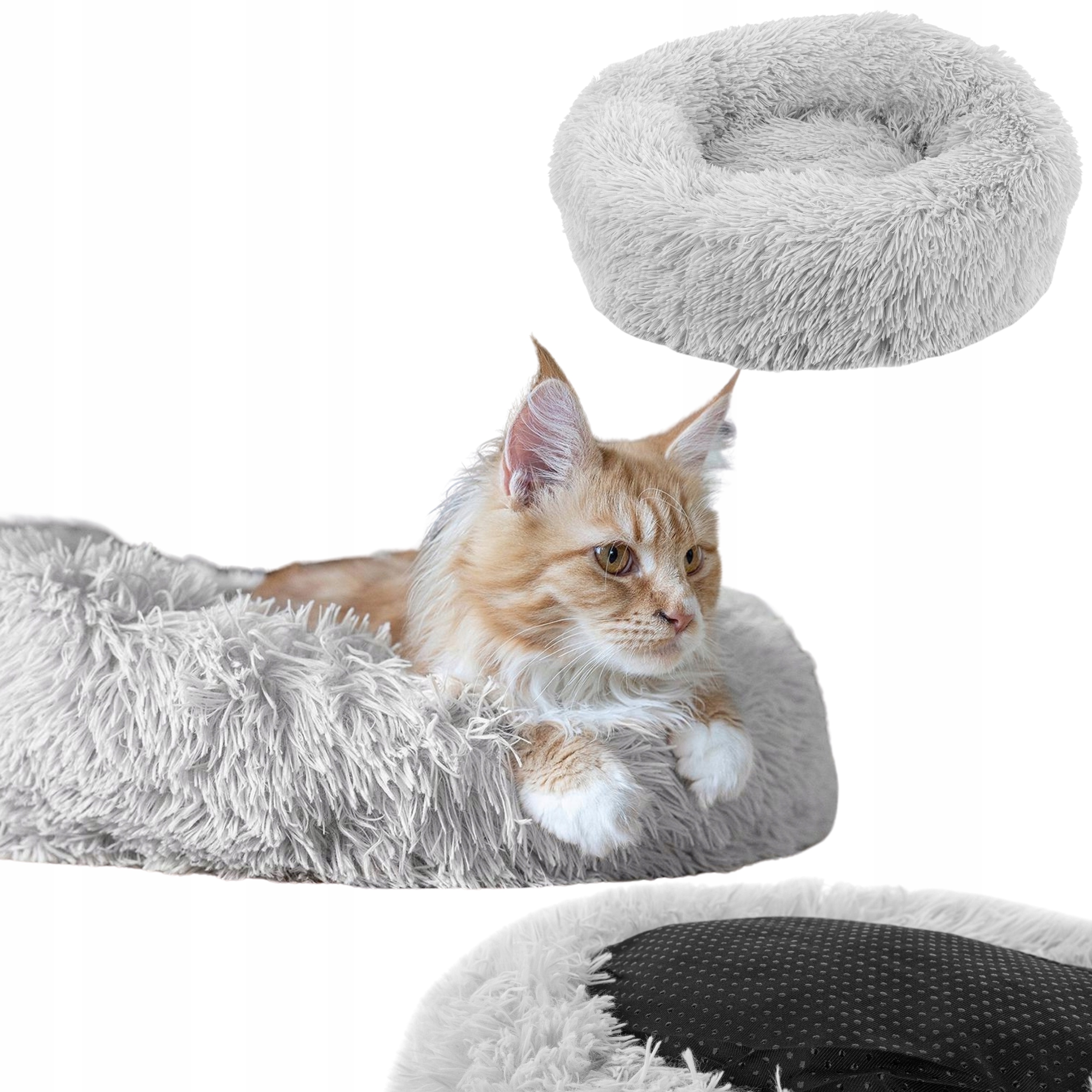 Levně Velký pelíšek Péřový Donut Chlupatý Antistresový Postel Pro Psa Kočky 50CM