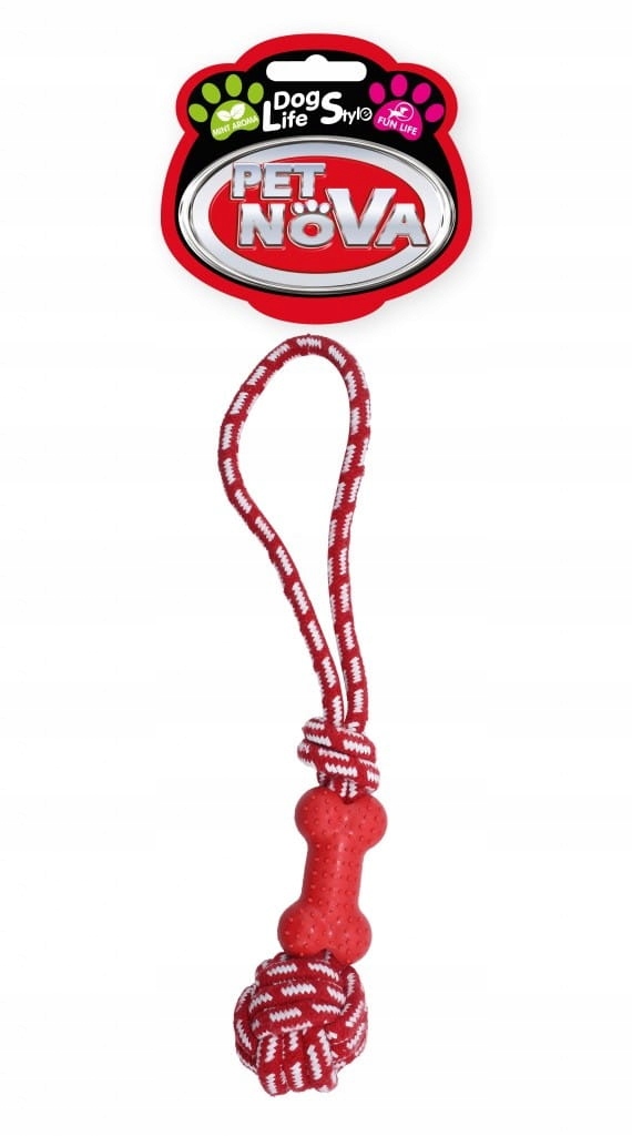 

Pet Nova zabawka Kość na sznurze 40cm czerwona