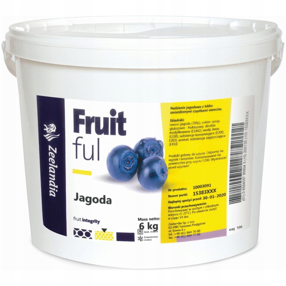 Nadzienie o smaku jagodowym z owocami owoce w żelu jagoda 6kg