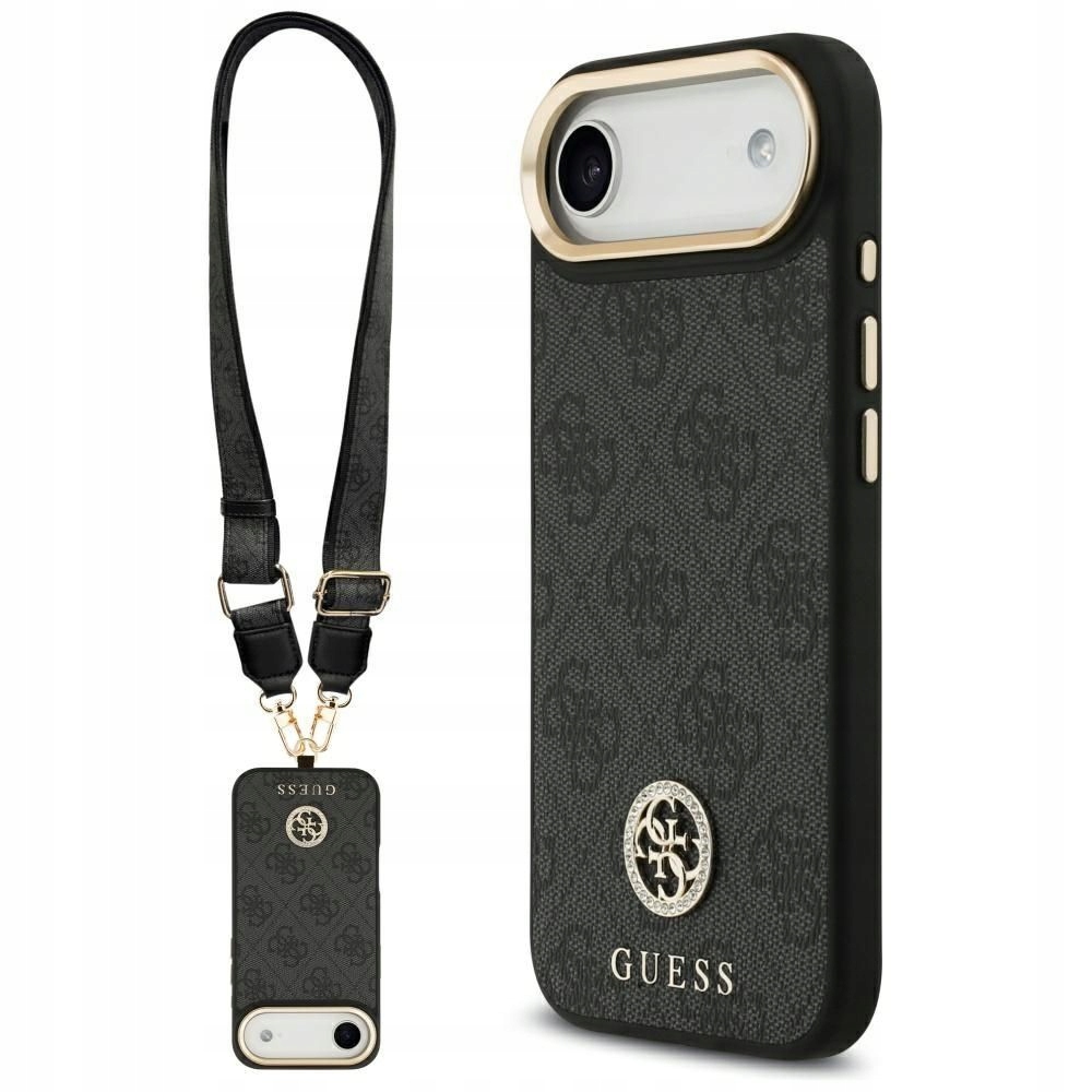 Pouzdro pro iPhone 17 Air s MagSafe & Big Strap Metal Buttons Guess, černé