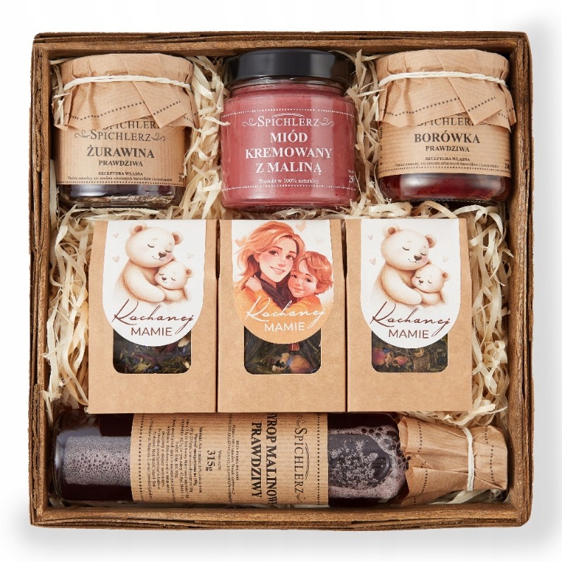 Dárek ke Dni Matek sada čajů Sirup med Zavařenina brusinky Box