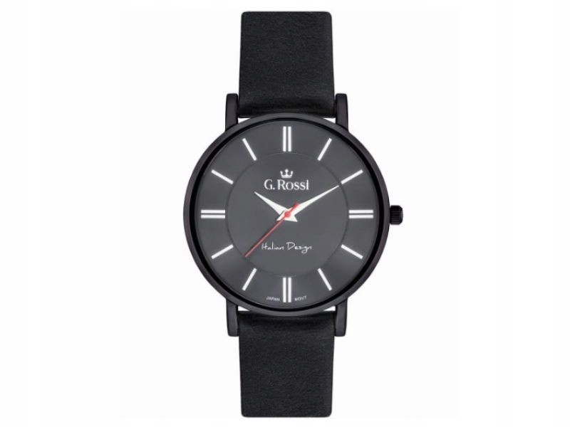 Černé hodinky pro muže s černým přírodním řemínkem a černým ciferníkem