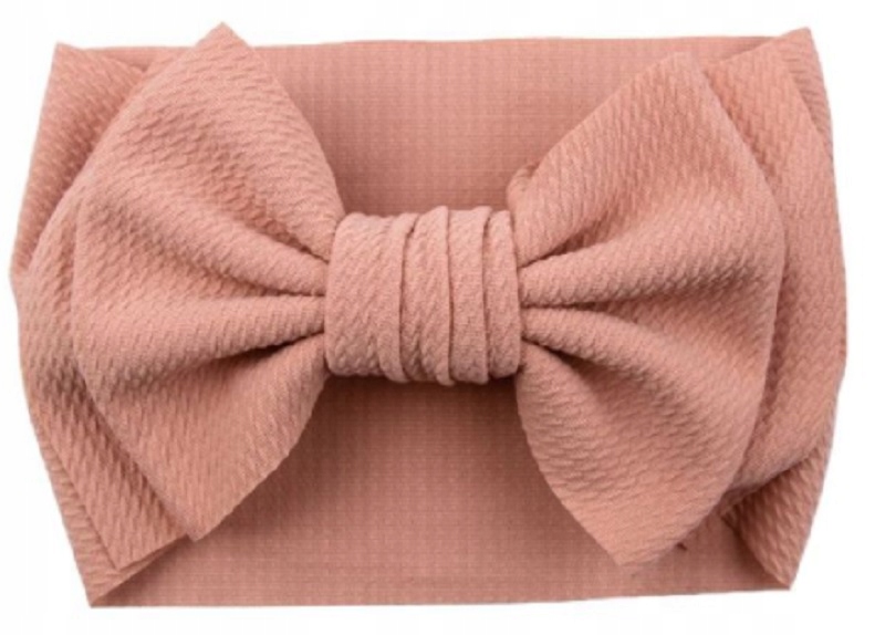 SZEROKA OPASKA DLA DZIEWCZYNKI 40-50CM KOKARDA RÓŻOWA