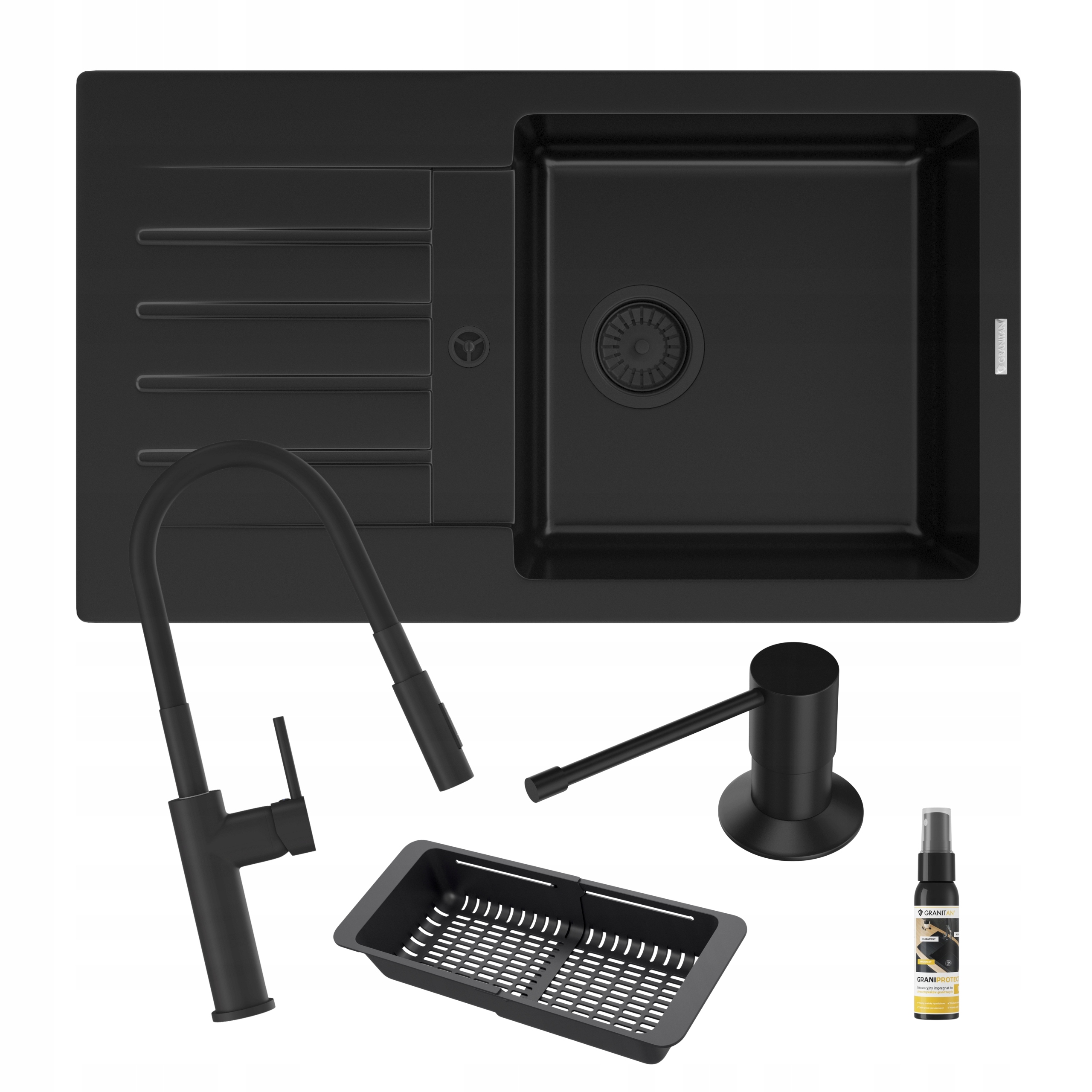 Jednokomorový kuchynský drez Trix, impregnátová batéria