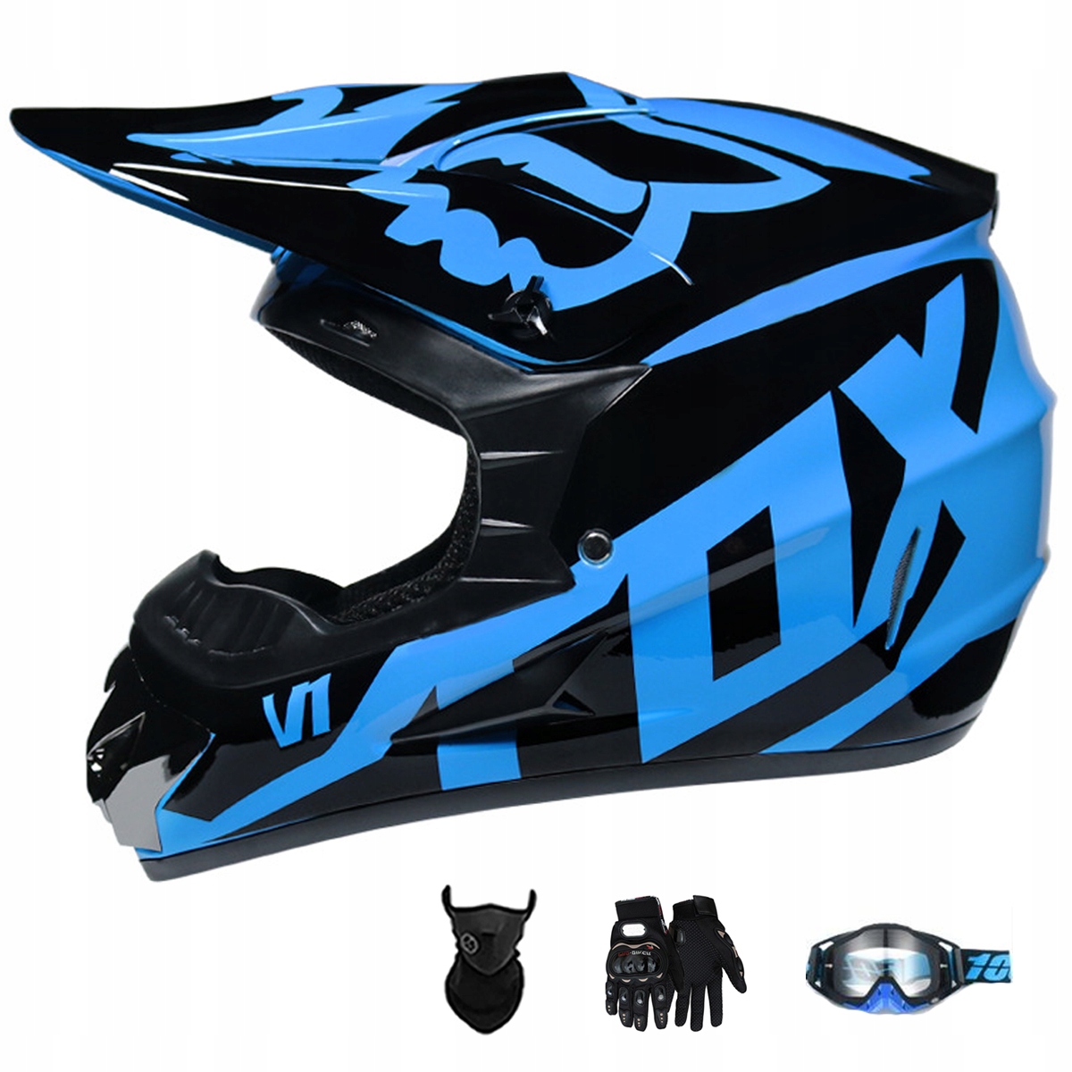 Motocyklová Přilba Lehká Enduro Quada Brýle Rukavice Maska S