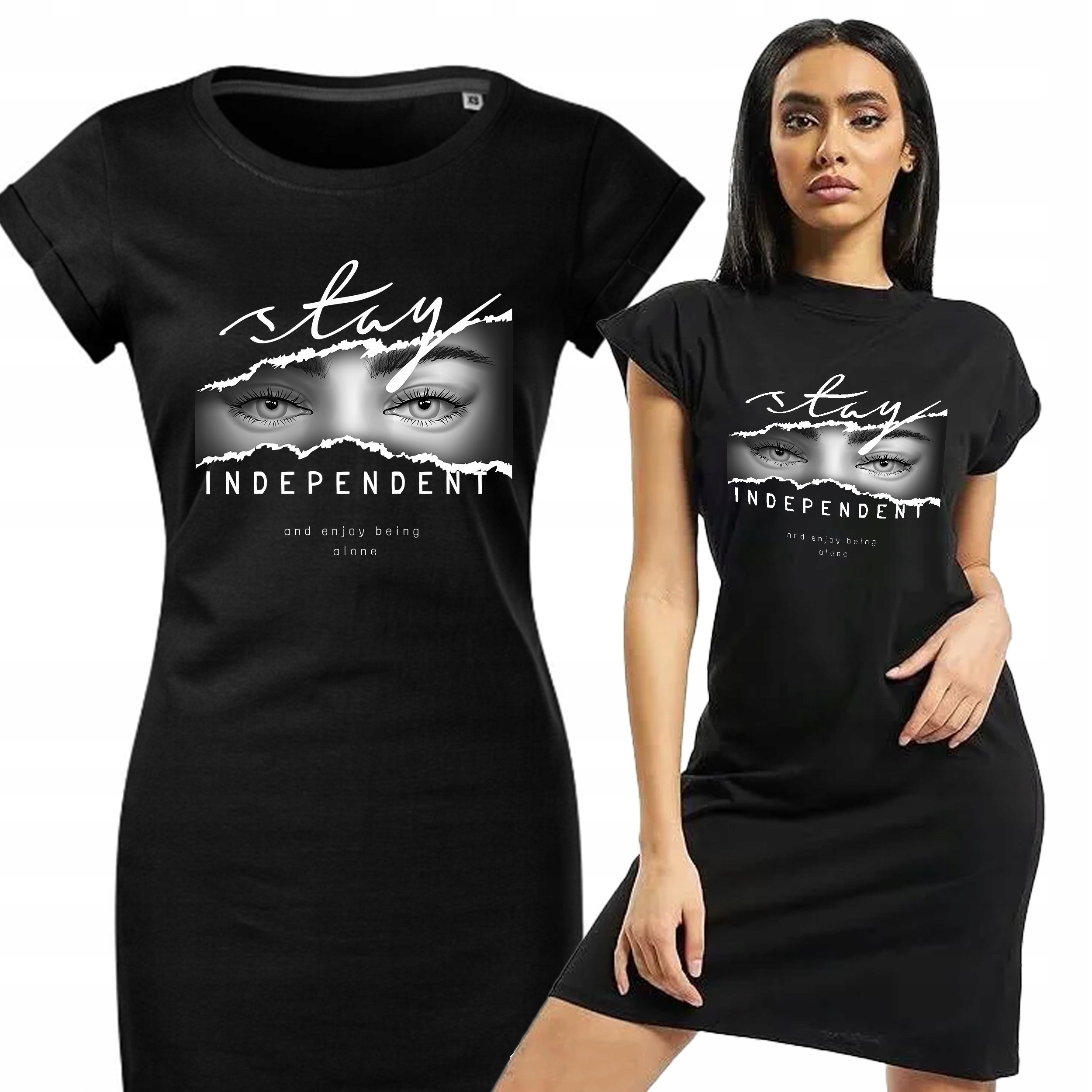 Dámské Pyžamo Černá Košile Noční jako Dárek Stay Independent Vzory L