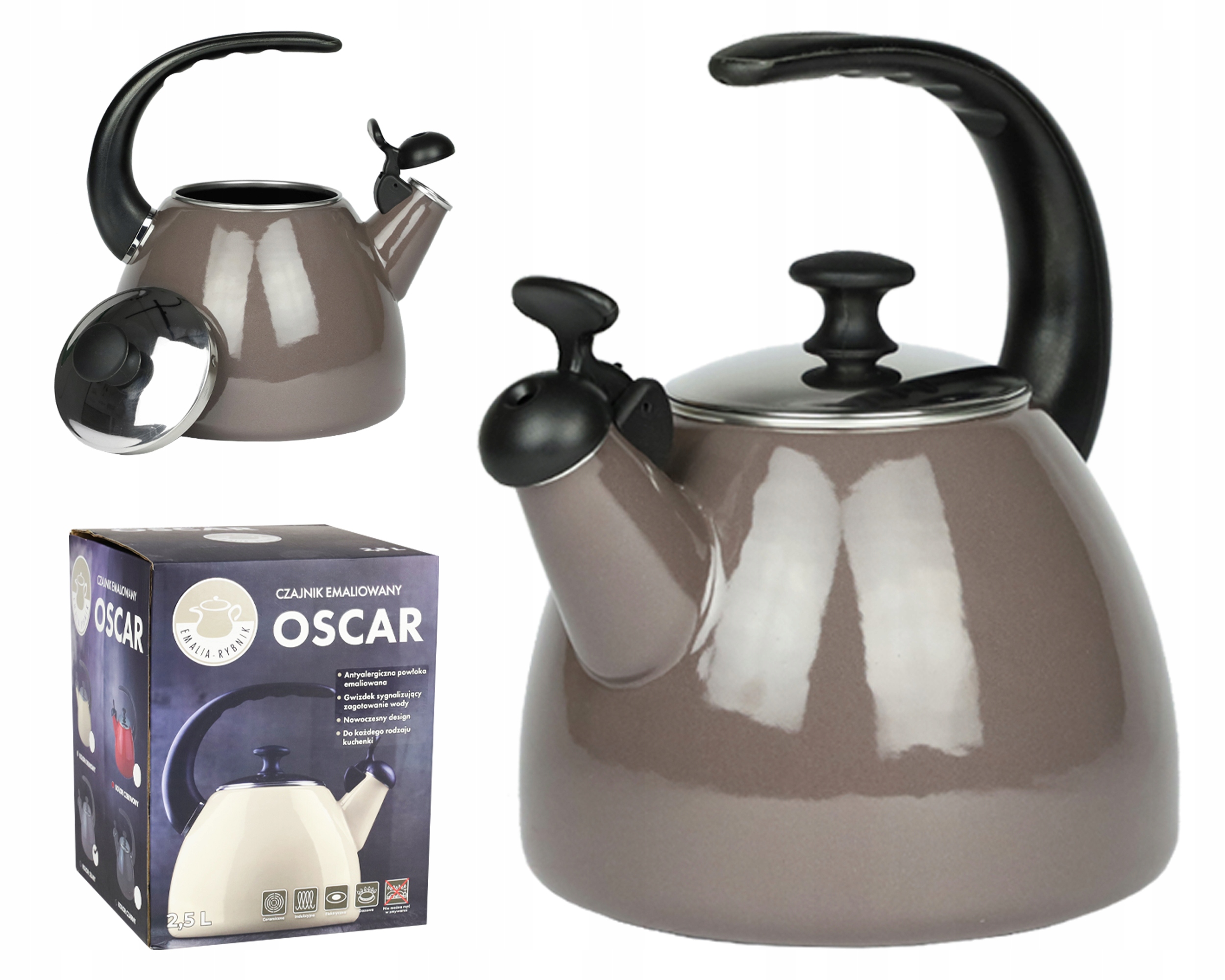 

Czajnik Emaliowany Z Gwizdkiem 2,5 L Indukcja Gaz