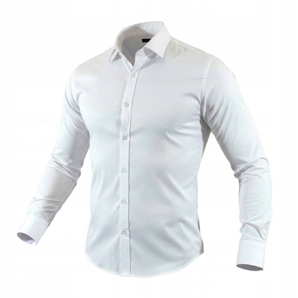 Košile slim fit bílá-01 klasická saténová hladká elegantní EGO04 4XL