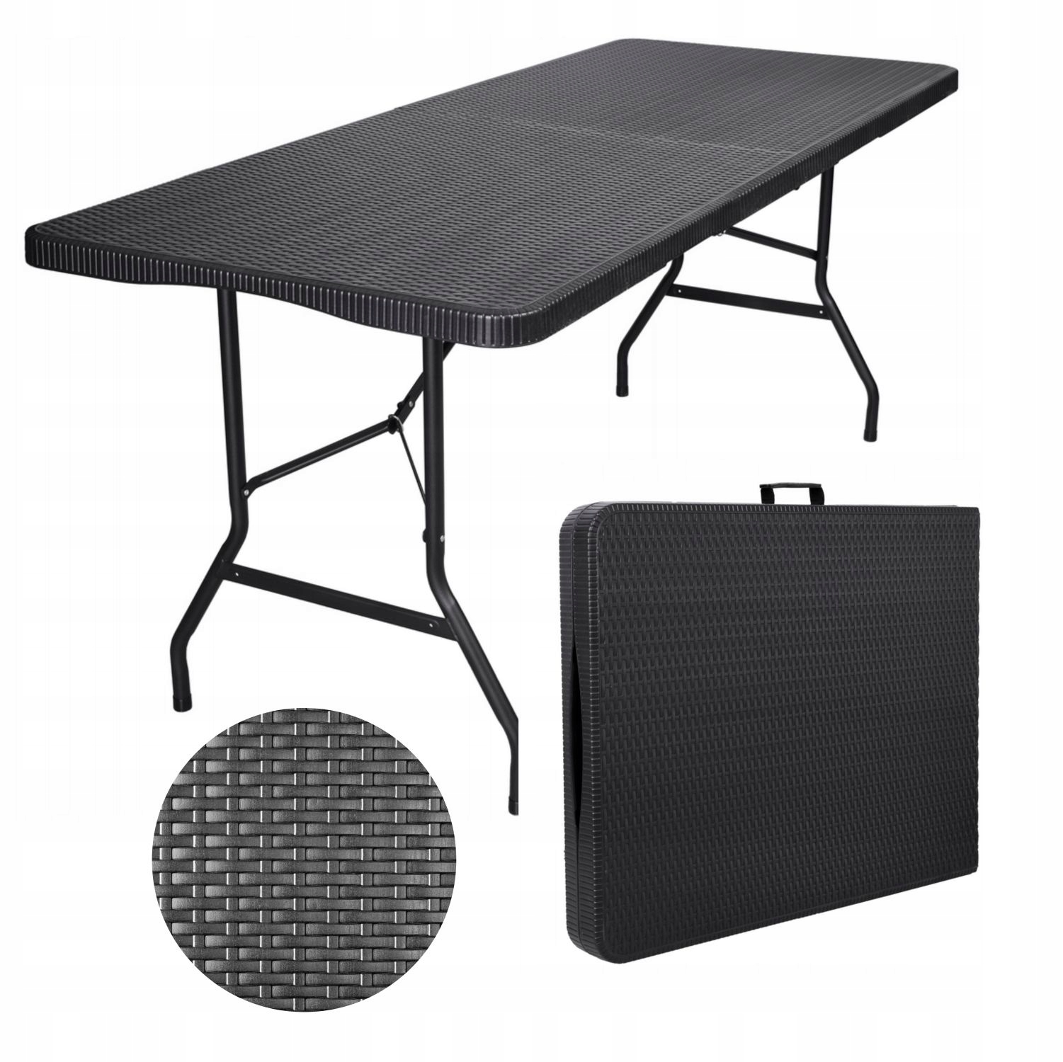 Velký zahradní skládací stůl cateringový banketový ratan kufr 180 cm ča