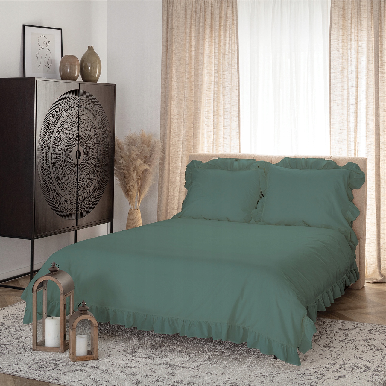 Dekoria Posteľná Bielizeň Cotton 160x200 cm dark gree zelená