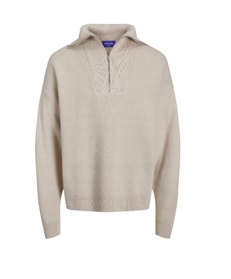 Jack And Jones Béžový Pánský Svetr S Pologolfem A Zipem N1D