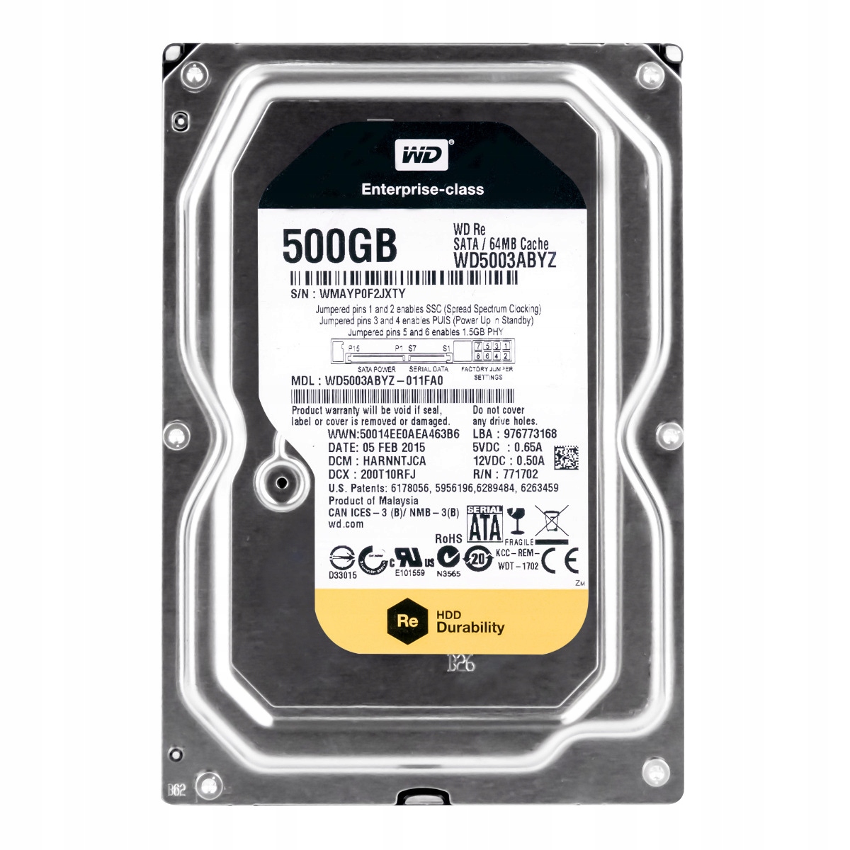 Wd Re 500GB 7.2K 64MB Sata III 3.5'' WD5003ABYZ